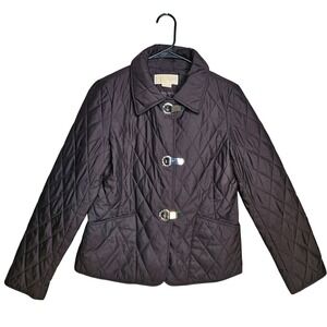 Michael Kors Women's Black Quilted Lightweight Jacket Petite PS Pockets‎ Casual